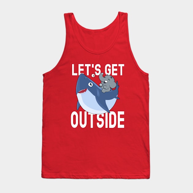 Let's Get Outside and Play Elephant and Shark Go for a Ride Tank Top by Dad and Co